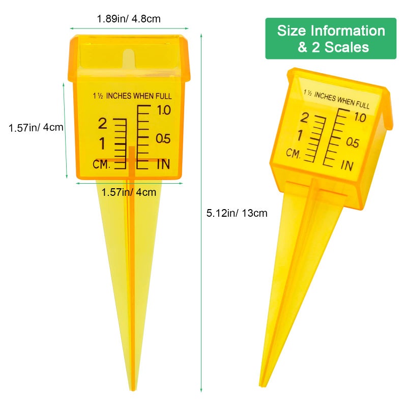 Anglekai 10PCS Rain Gauges  1.5"" Sprinkler Gauge for Lawn Water Gauge with Wide Mouth Sprinkler Rain Gauge  Transparent Outdoor Water Measuring Tool for Accurate Lawn Garden Water Gauge (10  Yellow) - Image 2